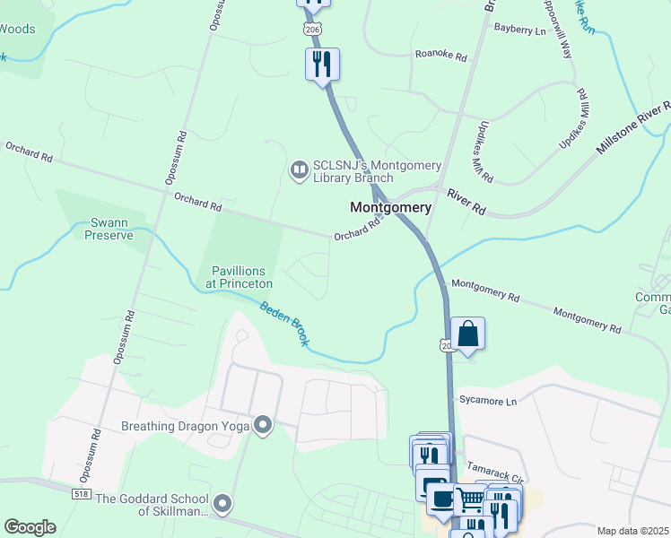 map of restaurants, bars, coffee shops, grocery stores, and more near 19 Autumn Lane in Montgomery