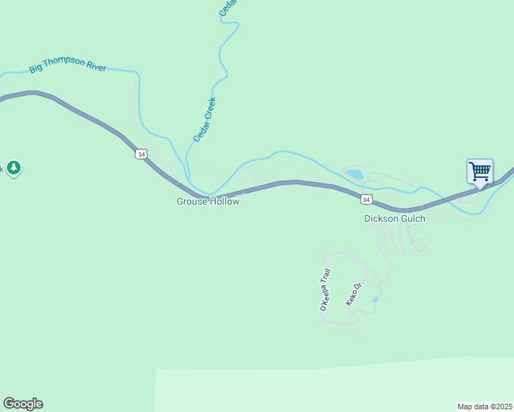 map of restaurants, bars, coffee shops, grocery stores, and more near 1110 U.S. 34 in Loveland