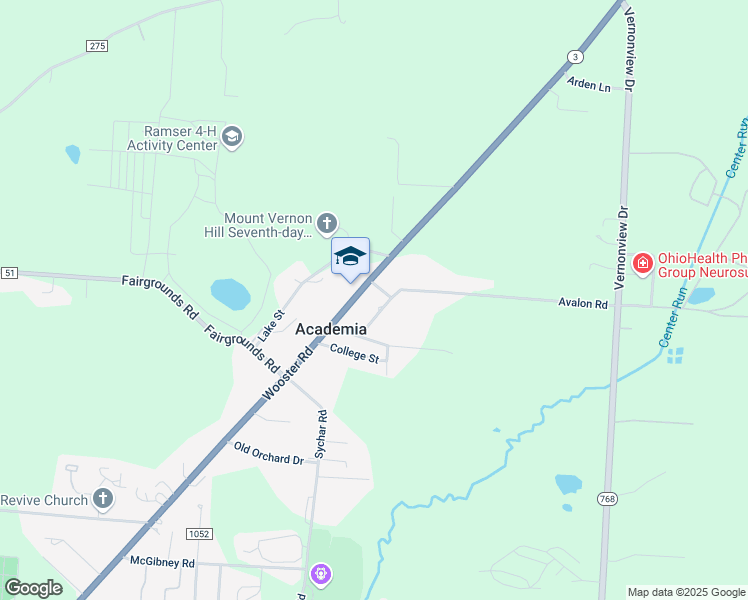 map of restaurants, bars, coffee shops, grocery stores, and more near 522 Ohio 3 in Mount Vernon