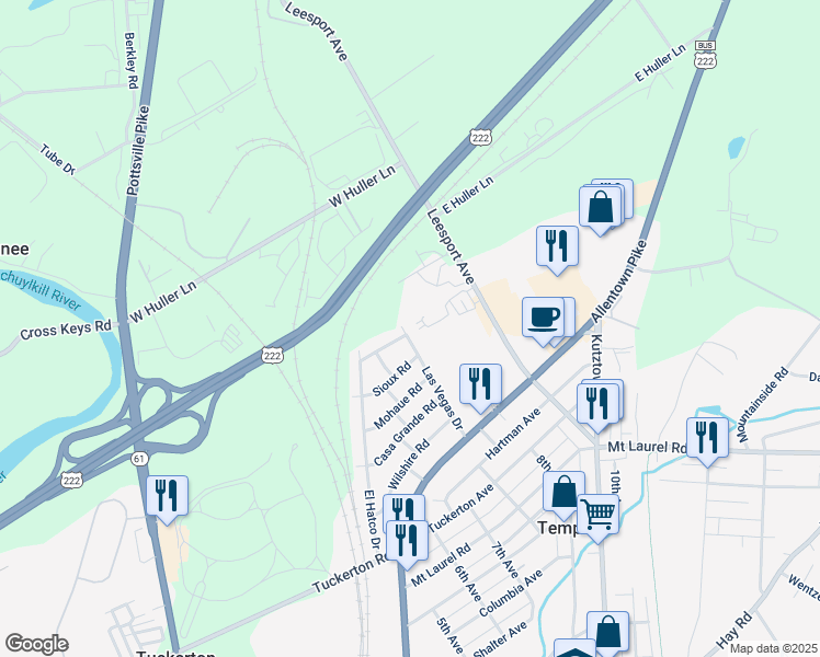 map of restaurants, bars, coffee shops, grocery stores, and more near 1001 Las Vegas Drive in Temple