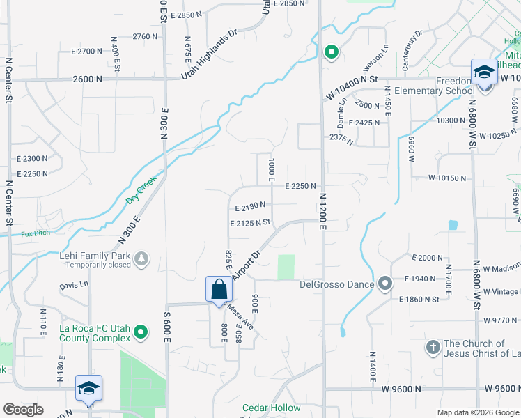 map of restaurants, bars, coffee shops, grocery stores, and more near 964 East 2180 North in Lehi