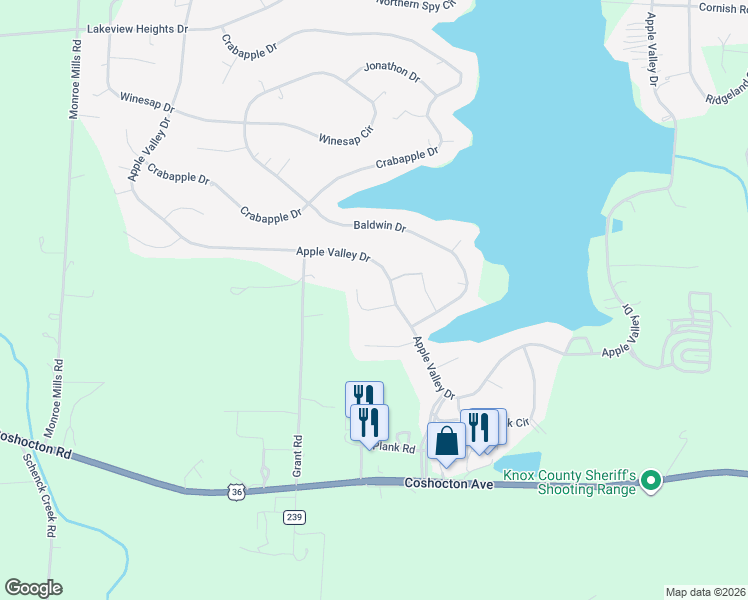 map of restaurants, bars, coffee shops, grocery stores, and more near 1165 Apple Valley Drive in Howard