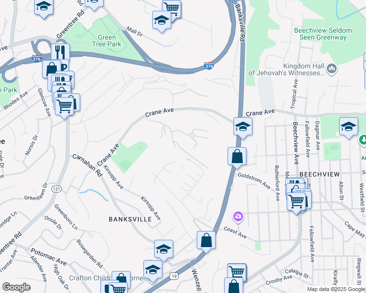 map of restaurants, bars, coffee shops, grocery stores, and more near 641 Elm Spring Court in Pittsburgh