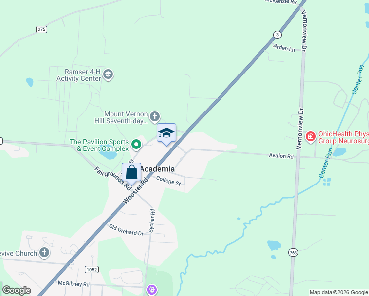 map of restaurants, bars, coffee shops, grocery stores, and more near 16 Avalon Road in Mount Vernon