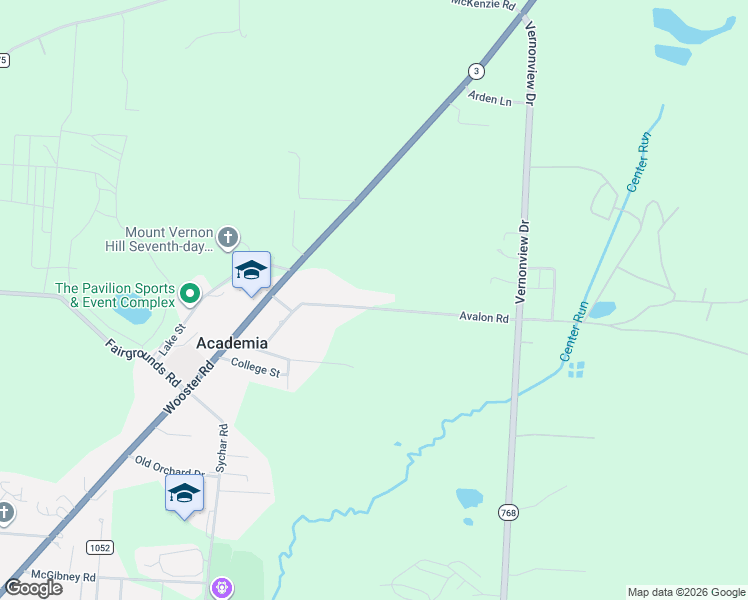 map of restaurants, bars, coffee shops, grocery stores, and more near 130 Avalon Road in Mount Vernon