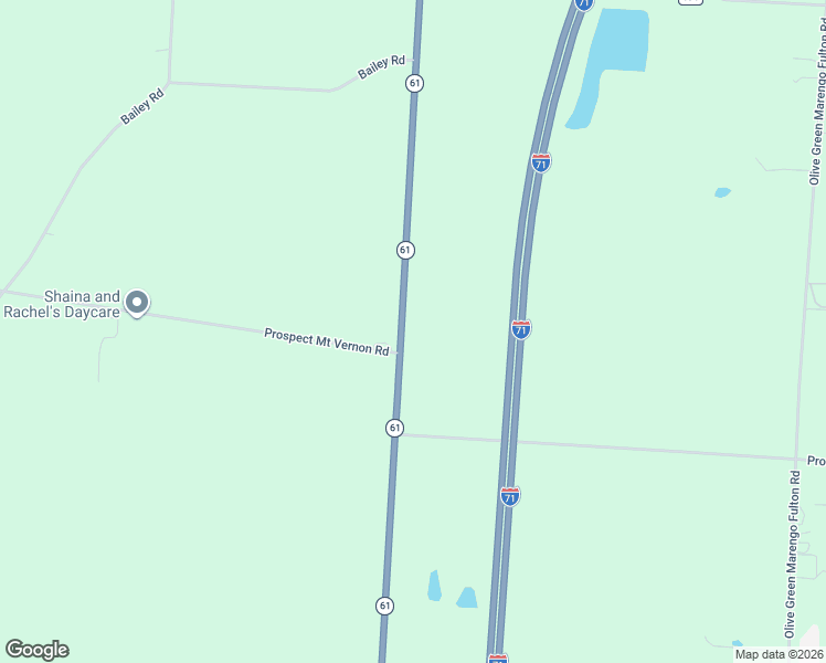 map of restaurants, bars, coffee shops, grocery stores, and more near 1679 State Route 61 in Marengo