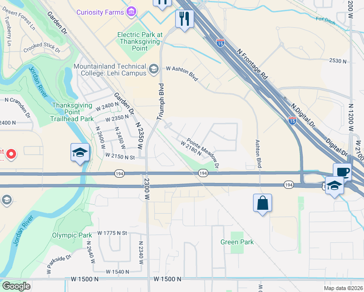 map of restaurants, bars, coffee shops, grocery stores, and more near 2159 North 2080 West in Lehi