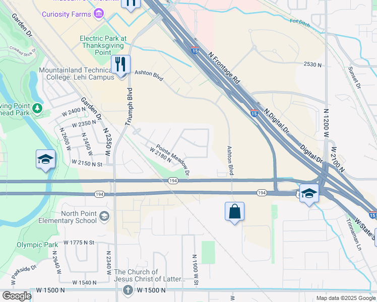 map of restaurants, bars, coffee shops, grocery stores, and more near 2216 North 1960 West in Lehi