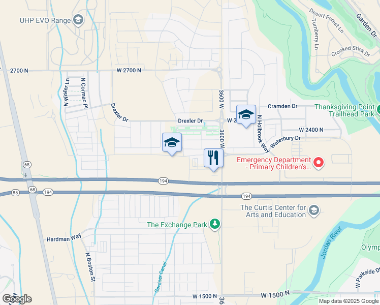map of restaurants, bars, coffee shops, grocery stores, and more near 3759 West 2280 North in Lehi