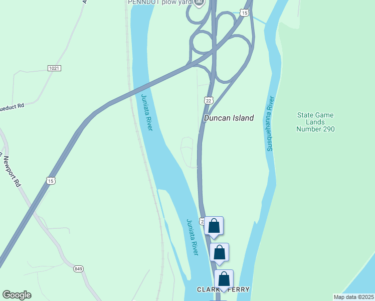 map of restaurants, bars, coffee shops, grocery stores, and more near 77 Benvenue Road in Duncannon