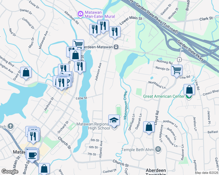 map of restaurants, bars, coffee shops, grocery stores, and more near 117 1/2 Atlantic Avenue in Monmouth County
