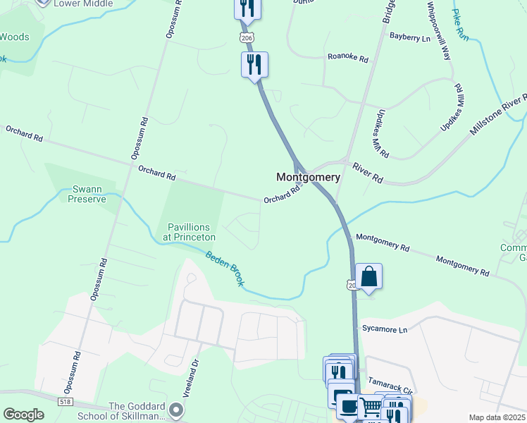 map of restaurants, bars, coffee shops, grocery stores, and more near 5 Autumn Lane in Montgomery