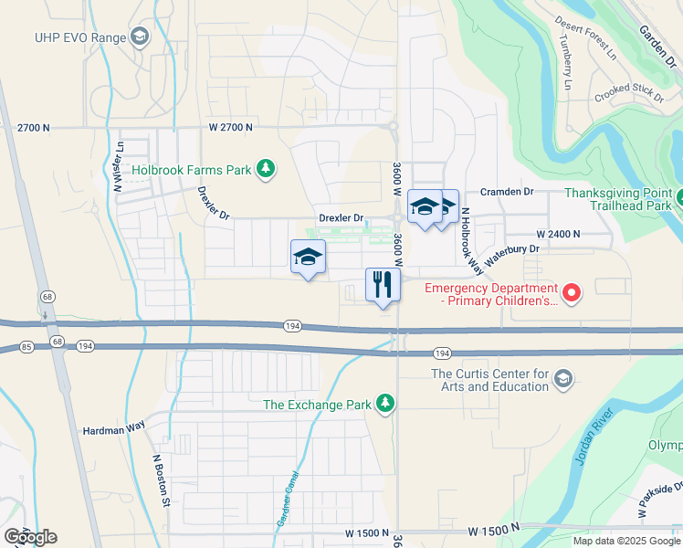 map of restaurants, bars, coffee shops, grocery stores, and more near 3759 West 2280 North in Lehi