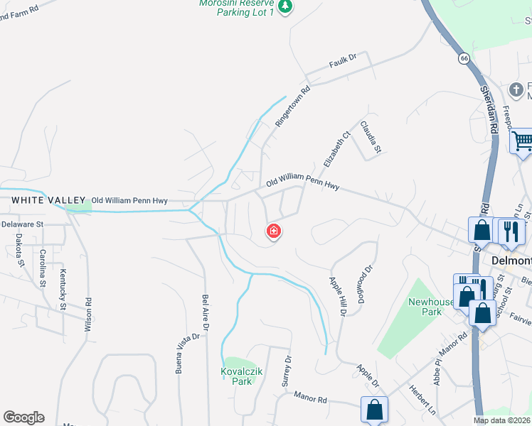 map of restaurants, bars, coffee shops, grocery stores, and more near 2598 Timothy Drive in Murrysville