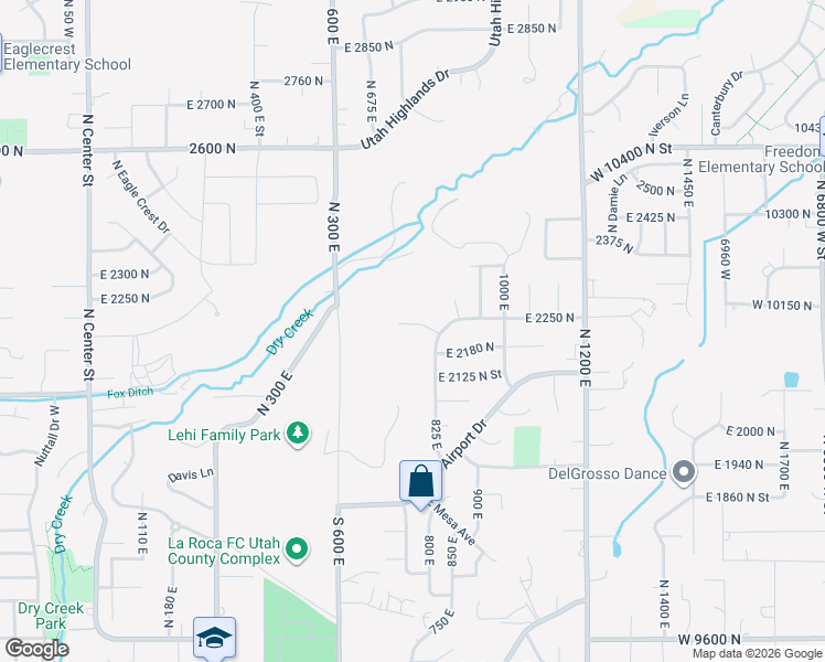 map of restaurants, bars, coffee shops, grocery stores, and more near 783 East 2200 North in Lehi