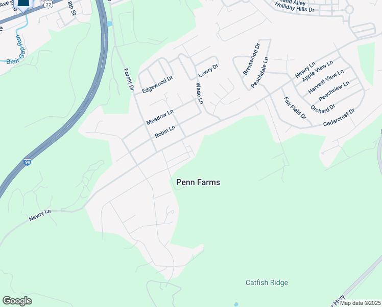 map of restaurants, bars, coffee shops, grocery stores, and more near 110 Mountain View Lane in Duncansville