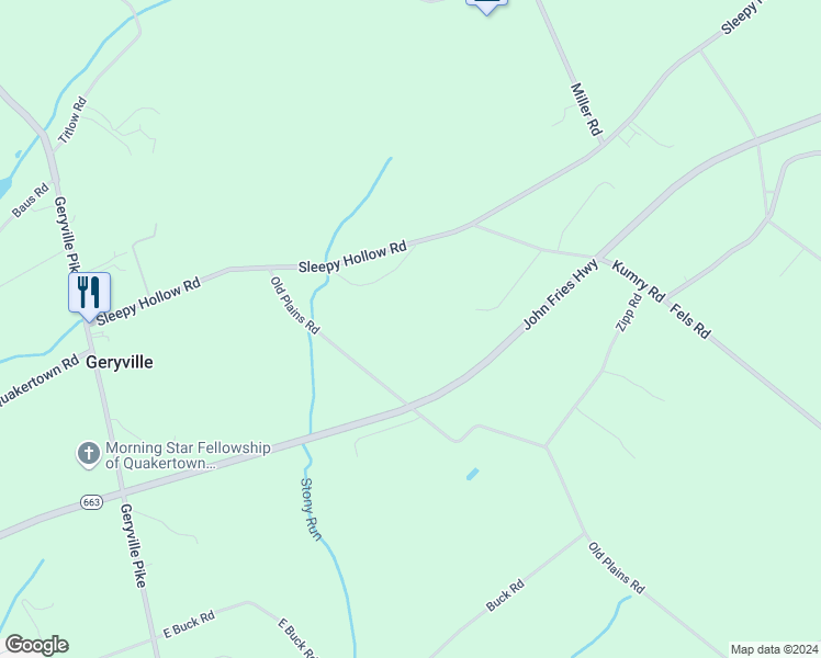 map of restaurants, bars, coffee shops, grocery stores, and more near 1805 Old Plains Road in Pennsburg