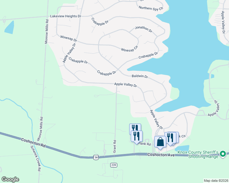 map of restaurants, bars, coffee shops, grocery stores, and more near 1269 Apple Valley Drive in Howard