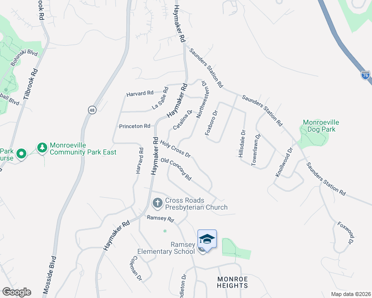 map of restaurants, bars, coffee shops, grocery stores, and more near 1257 Northwestern Drive in Monroeville