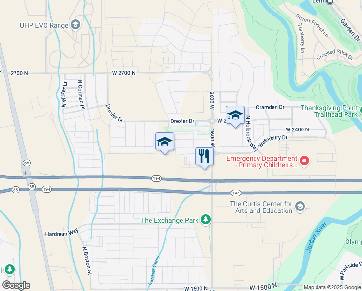 map of restaurants, bars, coffee shops, grocery stores, and more near 3757 West 2330 North in Lehi