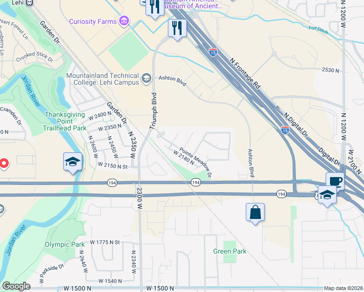 map of restaurants, bars, coffee shops, grocery stores, and more near 2235 North 2080 West in Lehi