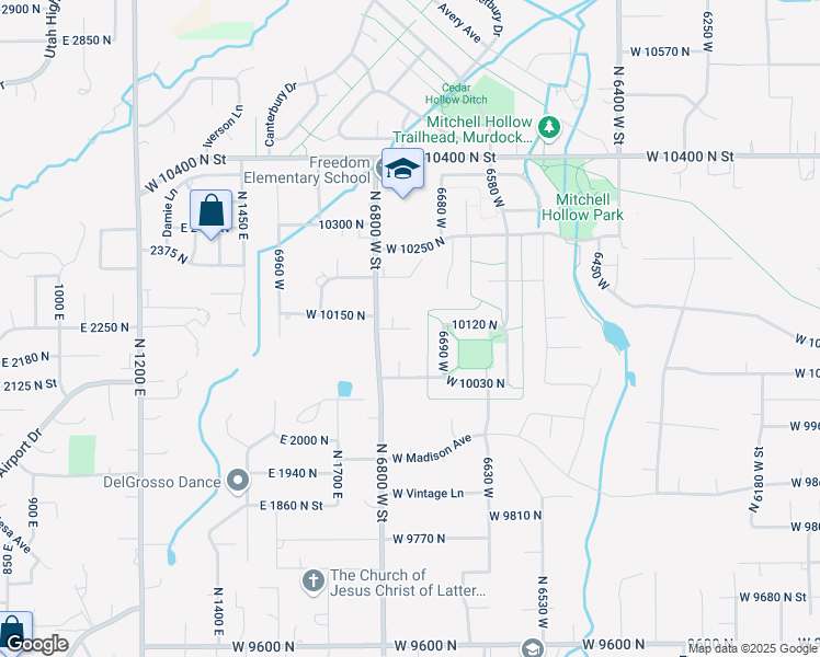 map of restaurants, bars, coffee shops, grocery stores, and more near 6710 West 10125 North in Highland