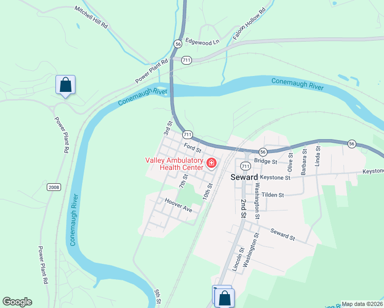 map of restaurants, bars, coffee shops, grocery stores, and more near 234 Ford Street in Seward