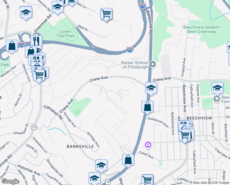 map of restaurants, bars, coffee shops, grocery stores, and more near 651 Oaklynn Ct in Allegheny