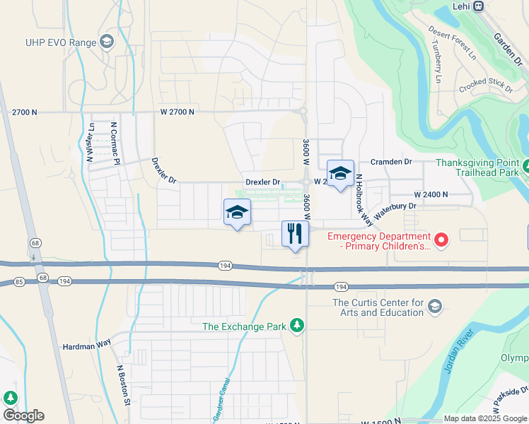 map of restaurants, bars, coffee shops, grocery stores, and more near 3781 West 2330 North in Lehi