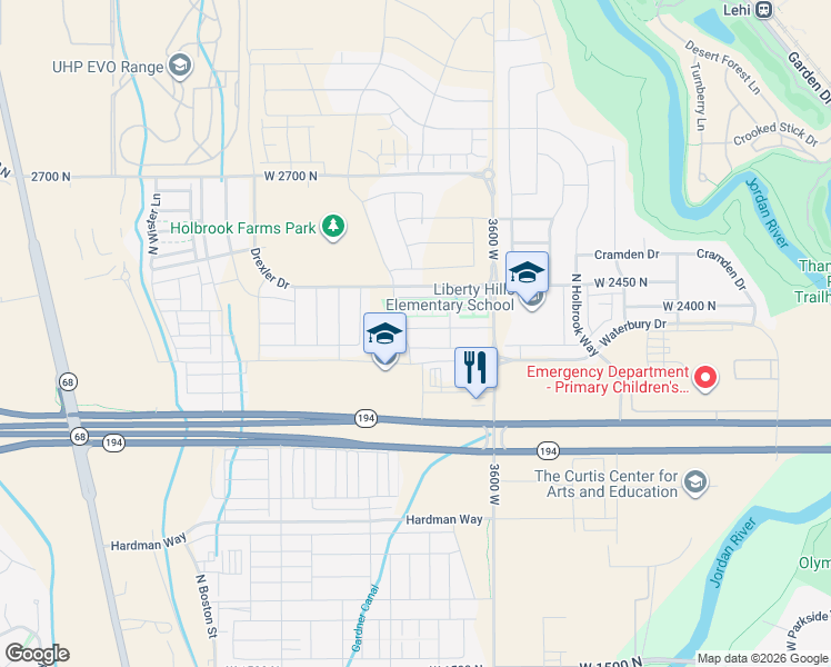 map of restaurants, bars, coffee shops, grocery stores, and more near 3836 West 2330 North in Eagle Mountain