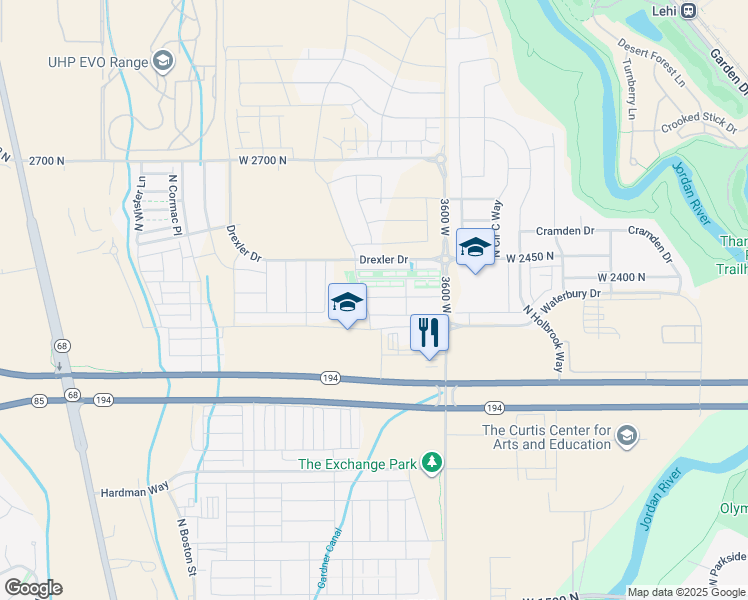 map of restaurants, bars, coffee shops, grocery stores, and more near 3836 West 2330 North in Eagle Mountain