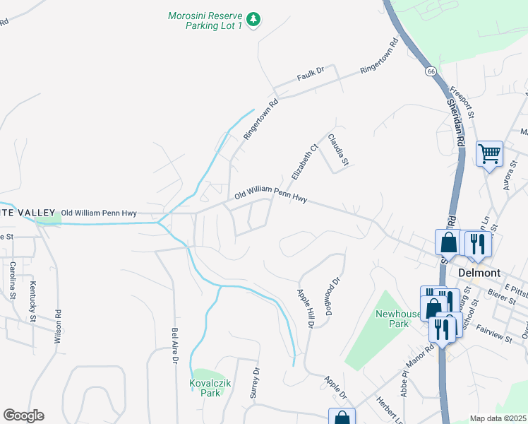 map of restaurants, bars, coffee shops, grocery stores, and more near 2780 Laurel Dr in Export