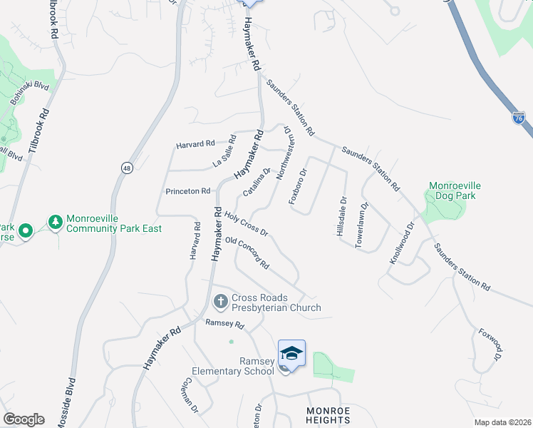 map of restaurants, bars, coffee shops, grocery stores, and more near 1257 Northwestern Drive in Monroeville