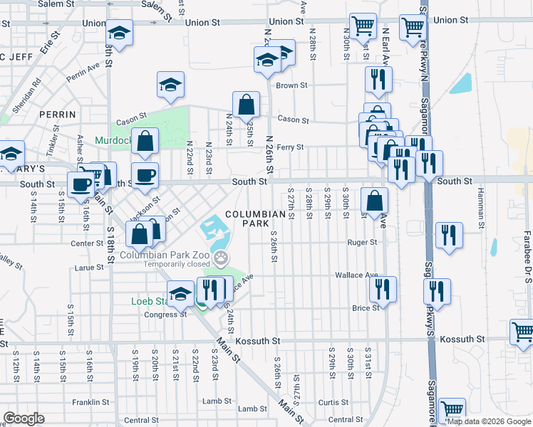 map of restaurants, bars, coffee shops, grocery stores, and more near in Lafayette