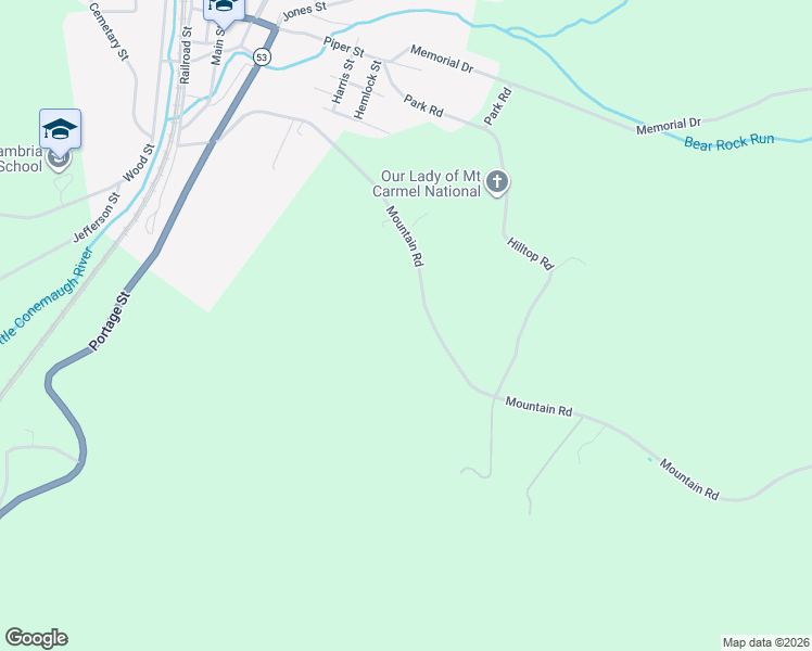 map of restaurants, bars, coffee shops, grocery stores, and more near 223 Mountain Road in Lilly