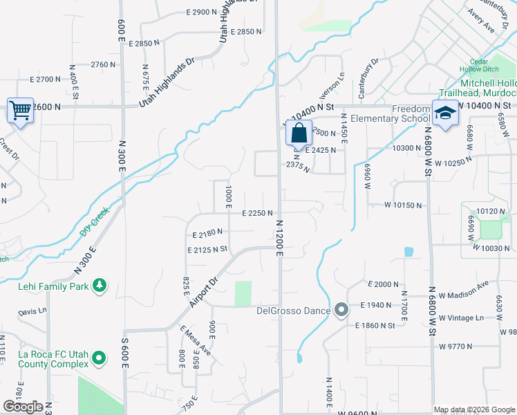 map of restaurants, bars, coffee shops, grocery stores, and more near 1131 East 2250 North in Lehi