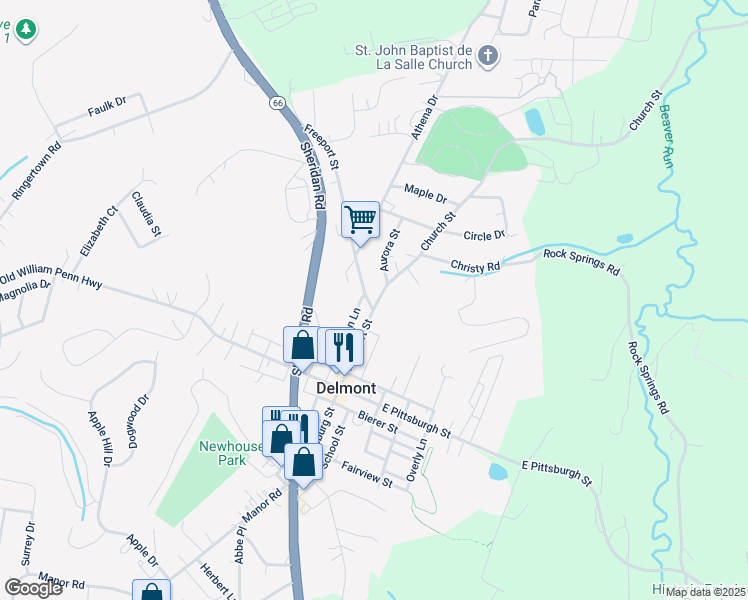 map of restaurants, bars, coffee shops, grocery stores, and more near 101 Freeport Street in Delmont