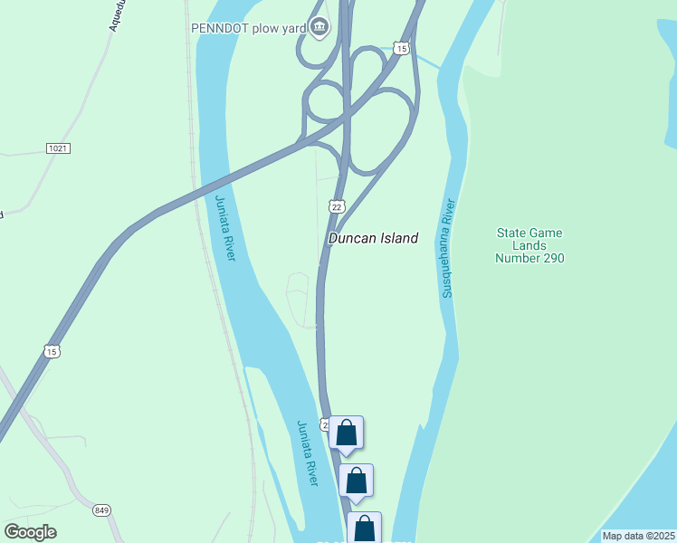 map of restaurants, bars, coffee shops, grocery stores, and more near 77 Benvenue Road in Duncannon