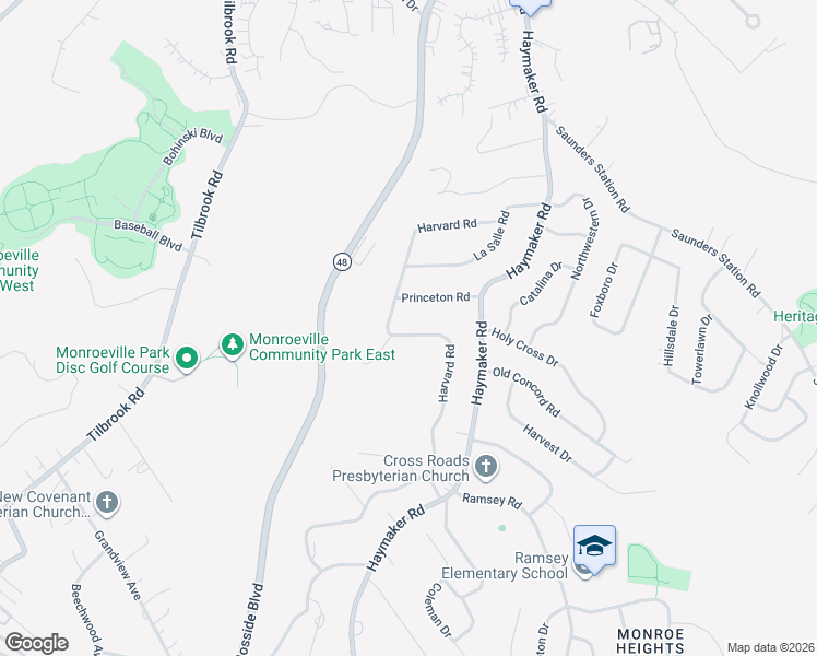 map of restaurants, bars, coffee shops, grocery stores, and more near 1114 Harvard Road in Monroeville