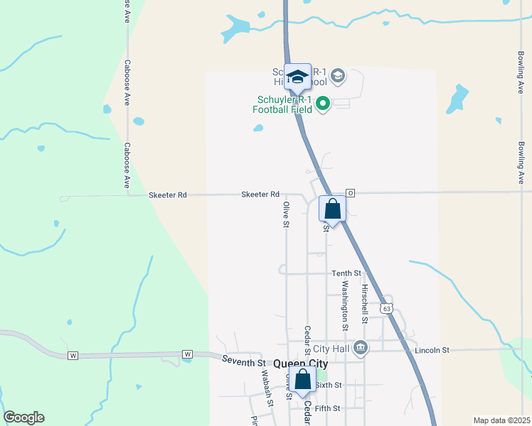 map of restaurants, bars, coffee shops, grocery stores, and more near in Queen City