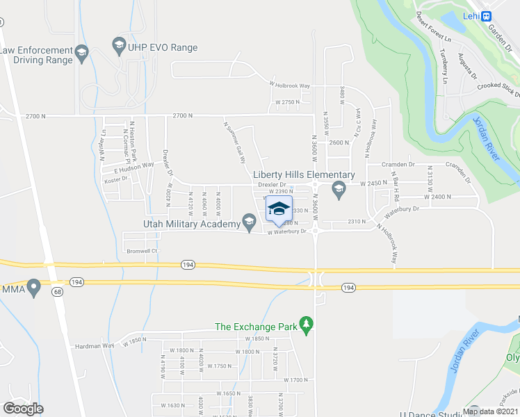 map of restaurants, bars, coffee shops, grocery stores, and more near 3836 West 2330 North in Eagle Mountain