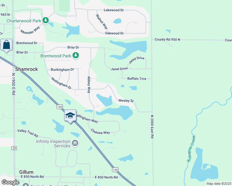 map of restaurants, bars, coffee shops, grocery stores, and more near 19792 Wesley Street in Downs
