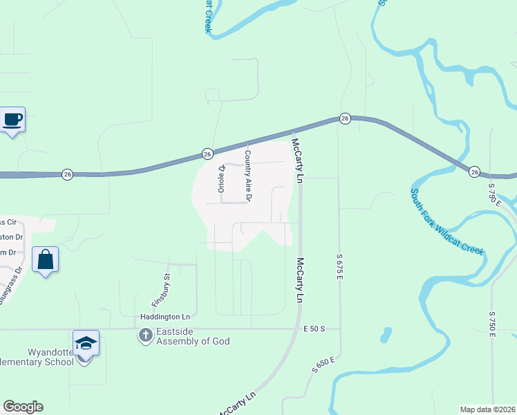 map of restaurants, bars, coffee shops, grocery stores, and more near 6505 Whippoorwill Lane in Lafayette