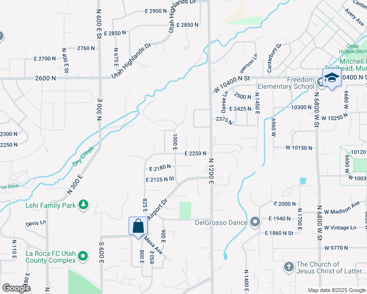 map of restaurants, bars, coffee shops, grocery stores, and more near 2273 North 1060 East in Lehi