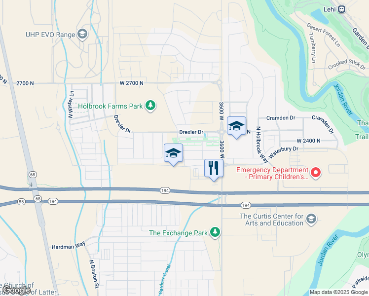 map of restaurants, bars, coffee shops, grocery stores, and more near 3830 West 2330 North in Lehi