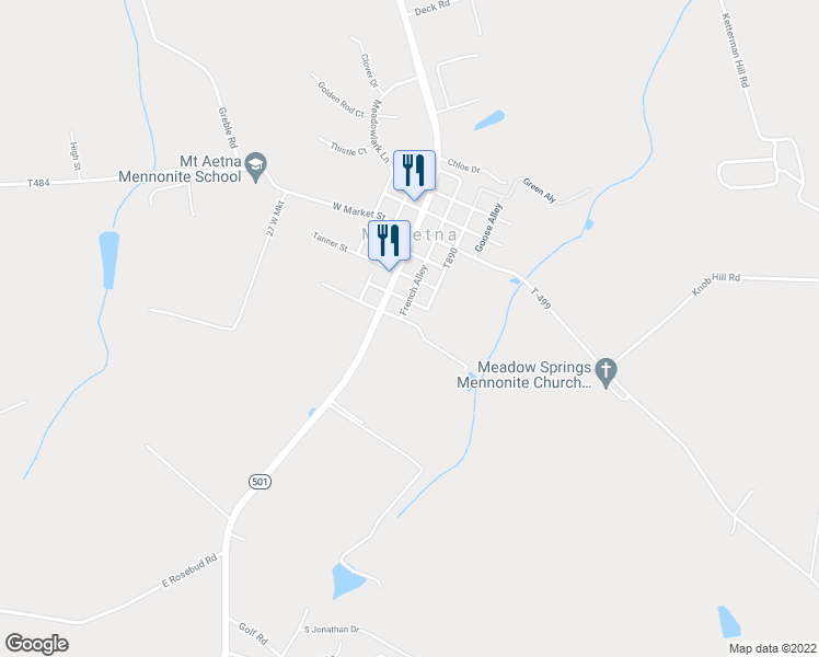 map of restaurants, bars, coffee shops, grocery stores, and more near 4 Hunsicker Lane in Myerstown