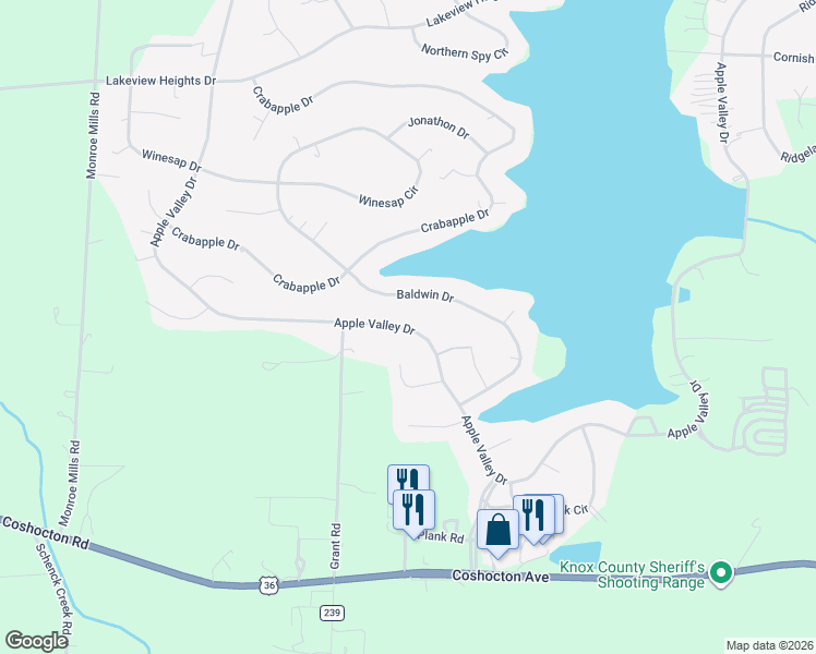 map of restaurants, bars, coffee shops, grocery stores, and more near 1209 Apple Valley Drive in Howard