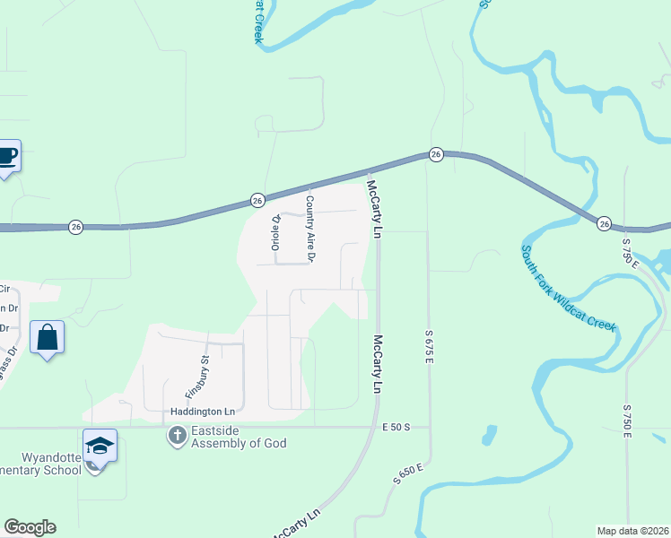 map of restaurants, bars, coffee shops, grocery stores, and more near 6505 Whippoorwill Lane in Lafayette