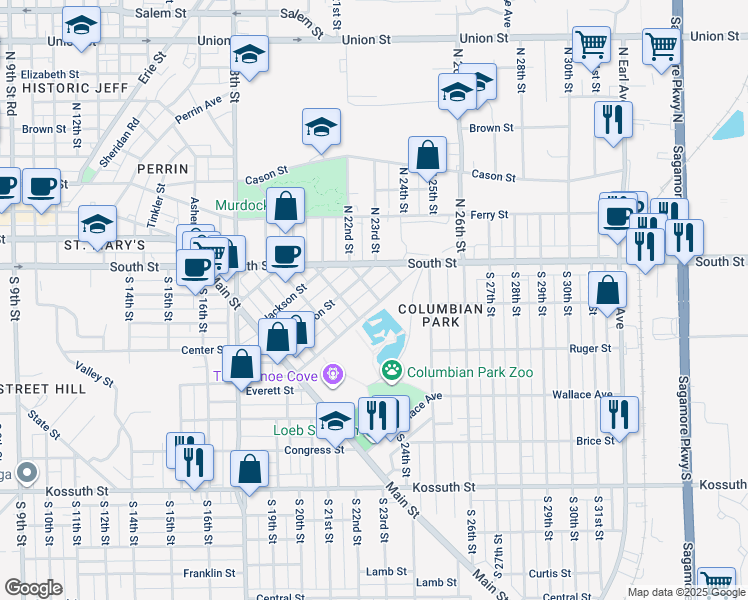 map of restaurants, bars, coffee shops, grocery stores, and more near 2024 Scott Street in Lafayette