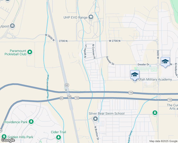 map of restaurants, bars, coffee shops, grocery stores, and more near 2344 North White Cliff Drive in Eagle Mountain